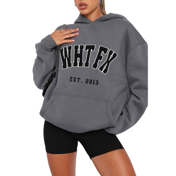 White Fox Boutique Tops - ON SALE TODAY ONLY! White Fox Boutique Give It Away Charcoal Oversized Hoodie